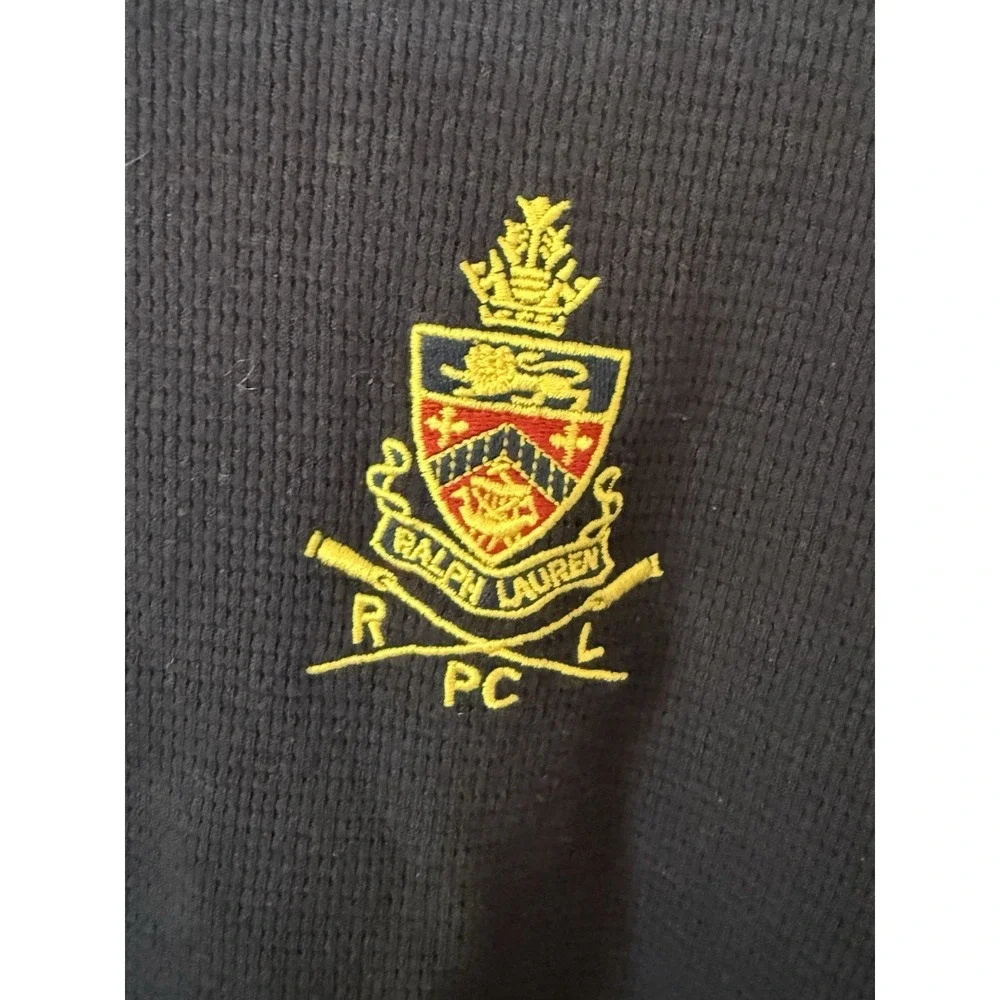 Mens Polo Ralph Lauren Blue Crest Thermal Sleepwear‎ Long Sleeve Pullover Size L